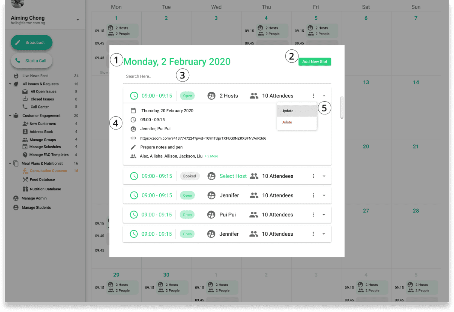 Farmz consultation schedule